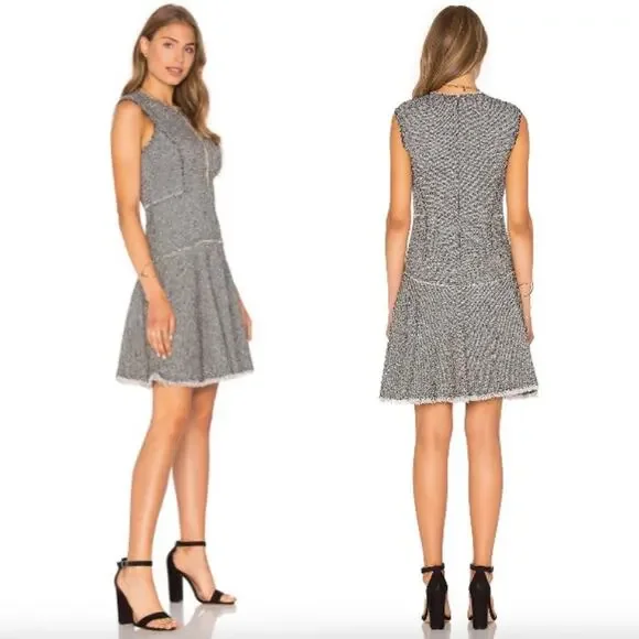 Rebecca Taylor Stretch Tweed Navy Combo Sleeveless Mini Sheath Dress 0 - Picture 2 of 16
